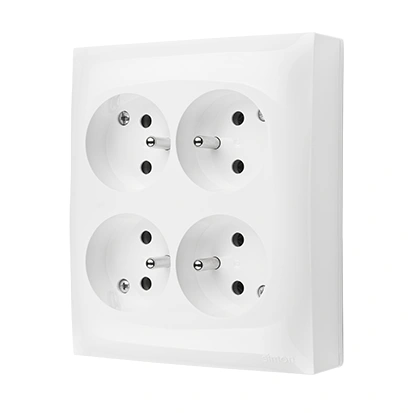 AQUACLICK Gniazdo 4-krotne [2x2] natynkowe z uziemieniem 4x(2P+Z),z przesłonami torów prądowych, IP20, szybkozłącza, biały [5]