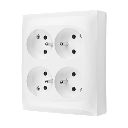 AQUACLICK gniazdo 4-krotne [2x2] natynkowe z uziemieniem 4x(2P+Z),z przesłonami torów prądowych, IP20, szybkozłącza, biały [5]