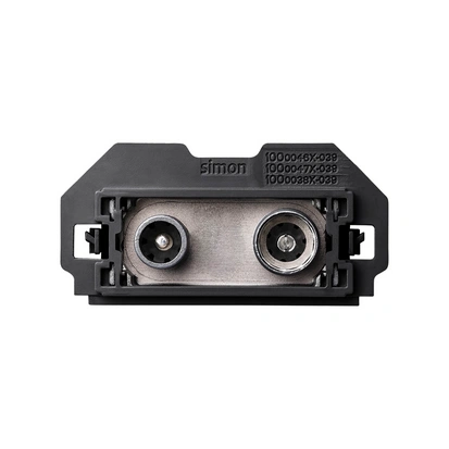 SIMON 100 Gniazdo antenowe R/TV-SAT przelotowe (mechanizm 1/2, bez ramki montażowej), zaciski śrubowe [1]