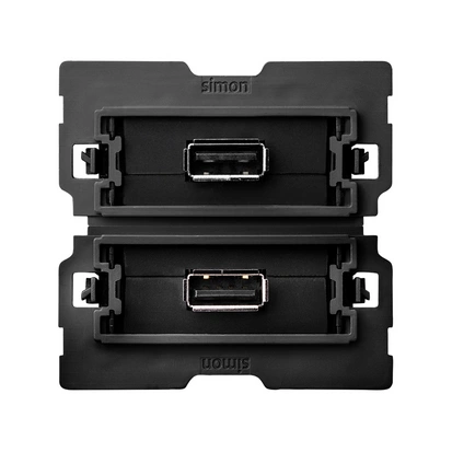 SIMON 100 gniazdo podwójne 1xUSB 2.0 typ A żeńskie (mechanizm 1/2, bez ramki montażowej), zaciski śrubowe [1]