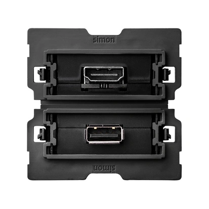 SIMON 100 gniazdo pojedyncze 1xHDMI v 1.4 żeńskie + 1xUSB 2.0 typ A żeńskie (mechanizm, bez ramki montażowej)[1]