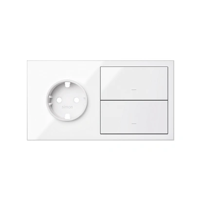 SIMON 100 Panel 2-krotny: gniazdo z uziemieniem typu SCHUKO + 2 klawisze, biały [1]