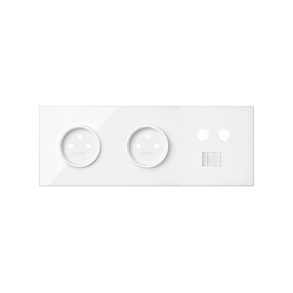 SIMON 100 Panel 3-krotny: 2 gniazda z uziemieniem 2P+Z + 1xTV + 1xRJ45, biały [1]