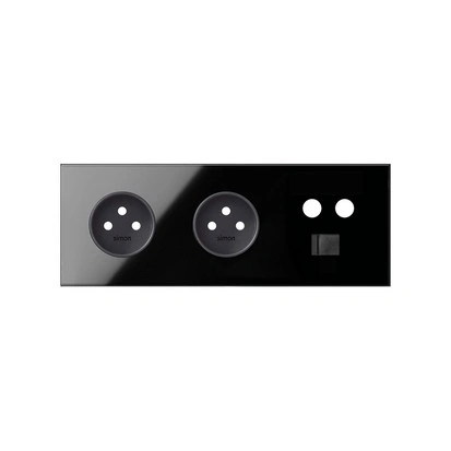 SIMON 100 Panel 3-krotny: 2 gniazda z uziemieniem 2P+Z + 1xTV + 1xRJ45, czarny [1]