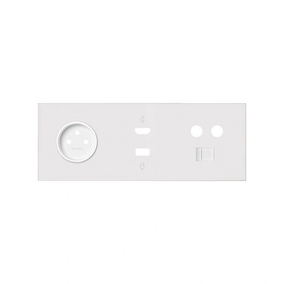 SIMON 100 Panel 3-krotny: 1 gniazdo z uziemieniem 2P+Z + 1xHDMI + 1xUSB + 1xTV + 1xRJ45, biały mat [1]