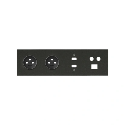 SIMON 100 Panel 4-krotny: 2 gniazda + 1xHDMI + 1xUSB + 1xTV/SAT+ 1xRJ45, czarny mat [1]