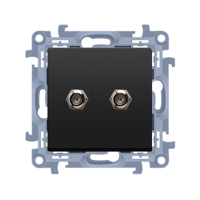 SIMON 10 Gniazdo antenowe typu F" podwójne, czarny mat [10]"