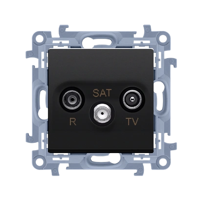 SIMON 10 gniazdo antenowe R-TV-SAT końcowe/zakończeniowe do gniazda przelotowego tłum.:R, TV, SAT - 1.5 dB, czarny mat [10]