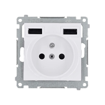Simon 54 WMDW-001111-011 gniazdo wtyczkowe z zintegrowaną ładowarką 2xUSB (moduł), 2.1 A, 5V DC, 230V; biały