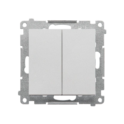 SIMON 55 łącznik jednobiegunowy + przycisk zwierny 16AX (2 klawisze), zaciski gwintowe, aluminium mat [10]