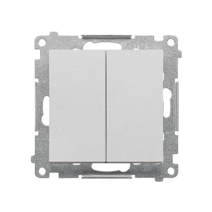 SIMON 55 Łącznik jednobiegunowy + przycisk zwierny 16AX (2 klawisze), zaciski gwintowe, aluminium mat [10]