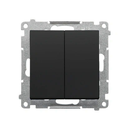 SIMON 55 Łącznik jednobiegunowy + łącznik dwubiegunowy 16AX (2 klawisze), zaciski gwintowe, czarny mat [10]