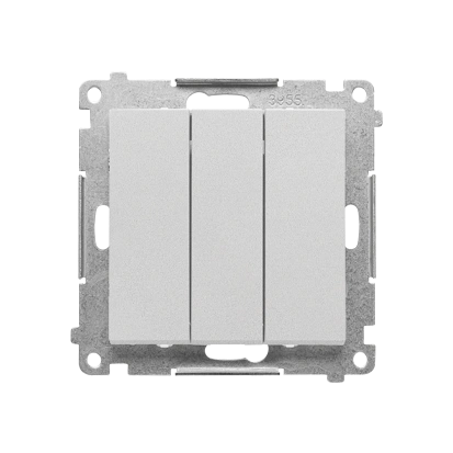 SIMON 55 przycisk potrójny z podświetleniem LED (biały) 10AX, szybkozłącza, aluminium mat [10]