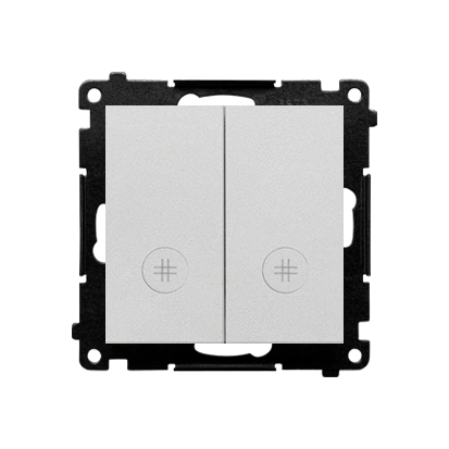 SIMON 55 łącznik krzyżowy podwójny z podświetleniem (biały) 10AX, szybkozłącza, aluminium mat [10]