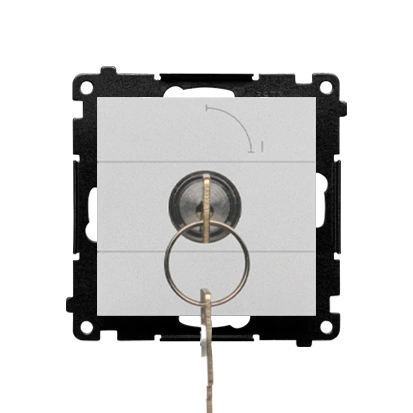SIMON 55 łącznik na kluczyk jednobiegunowy 2-pozycyjny [0-I][styk N/O] 5A, aluminium mat [10]
