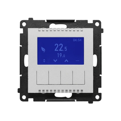 SIMON 55 Termostat programowalny z wyświetlaczem, aluminium mat [10]