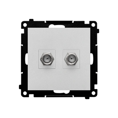 SIMON 55 gniazdo antenowe typu „F” podwójne, aluminium mat [10]