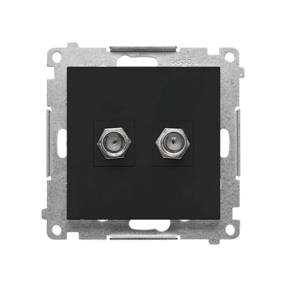 SIMON 55 Gniazdo antenowe typu „F” podwójne, czarny mat [10]