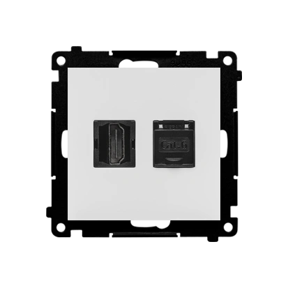 SIMON 55 gniazdo HDMI + komputerowe RJ45 kat.6., jasnoszary mat [10]