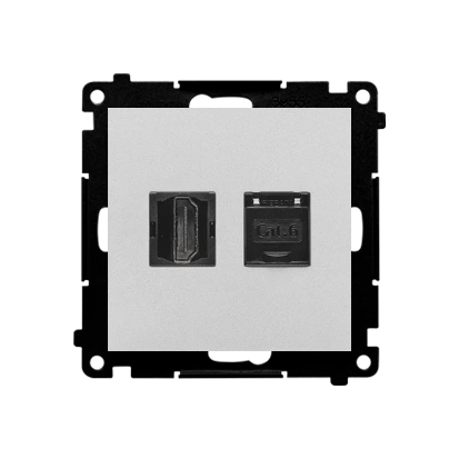 SIMON 55 gniazdo HDMI + komputerowe RJ45 kat.6., aluminium mat [10]