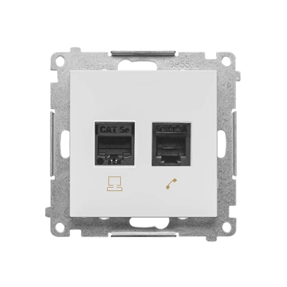 SIMON 55 Gniazdo komputerowe RJ45 kat. 5e + tel. RJ12, jasnoszary mat [10]