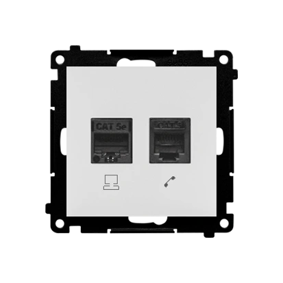 SIMON 55 gniazdo komputerowe RJ45 kat. 5e + tel. RJ12, jasnoszary mat [10]