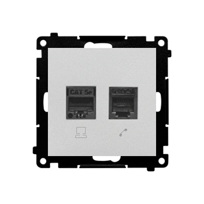 SIMON 55 gniazdo komputerowe RJ45 kat. 5e + tel. RJ12, aluminium mat [10]