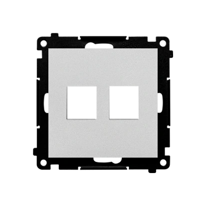 SIMON 55 Pokrywa gniazd teleinf. podwójna płaska na Keystone, aluminium mat [10]