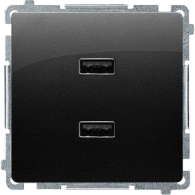 BASIC MODUŁ Ładowarka USB podwójna 2.1 A, 5V DC, 230V, czarny mat [10]