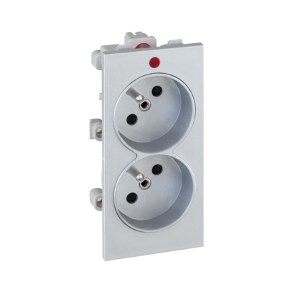 gniazdo podwójne CIMA z uziemieniem 2x230V~ 16A; aluminium