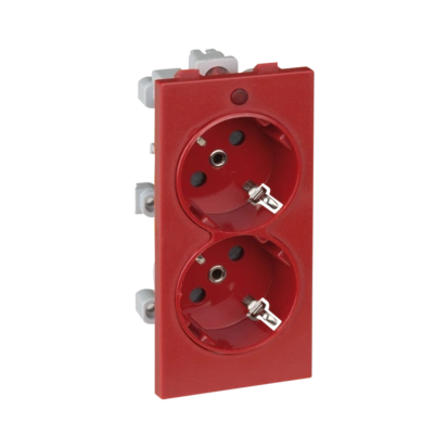 gniazdo podwójne CIMA SCHUKO 2x230V~ 16A; czerwony