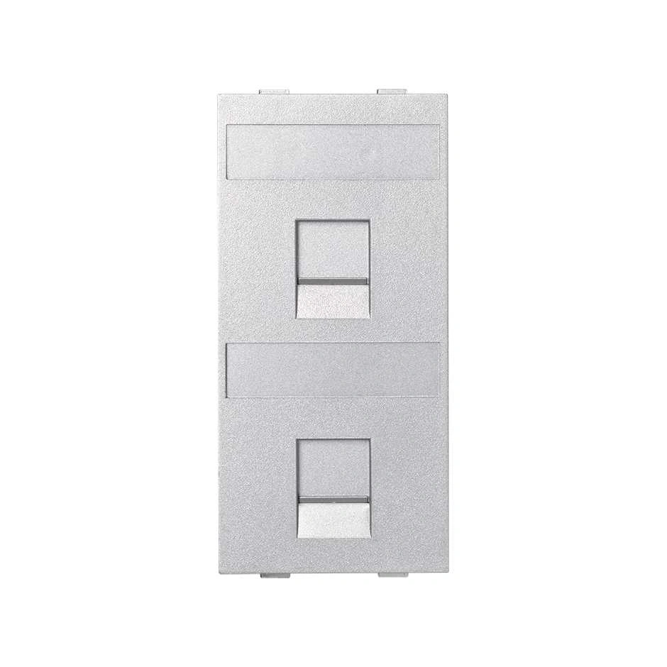 Płytka CIMA, 2x RJ z osłonami uniwersalna; aluminium