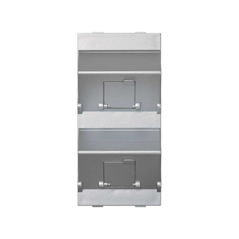 Płytka CIMA, 2x RJ z osłonami, skośna, do adapterów MD; aluminium