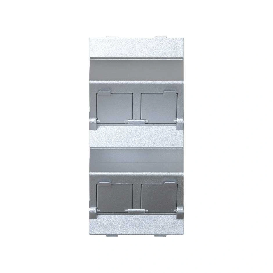 Płytka CIMA, 4x RJ z osłonami, skośna, do adapterów MD; aluminium