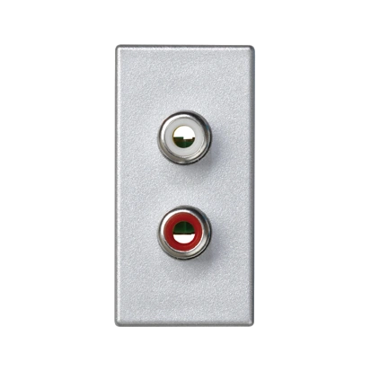 Płytka K45/2 złącz 2x RCA (CINCH) 22,5x45mm + wkłady; zaciski śrubowe; aluminium