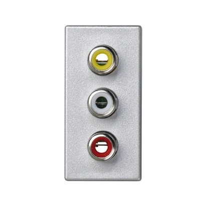 Płytka K45/2 złącz 3x RCA (CINCH) 22,5x45mm + wkłady; zaciski śrubowe; aluminium