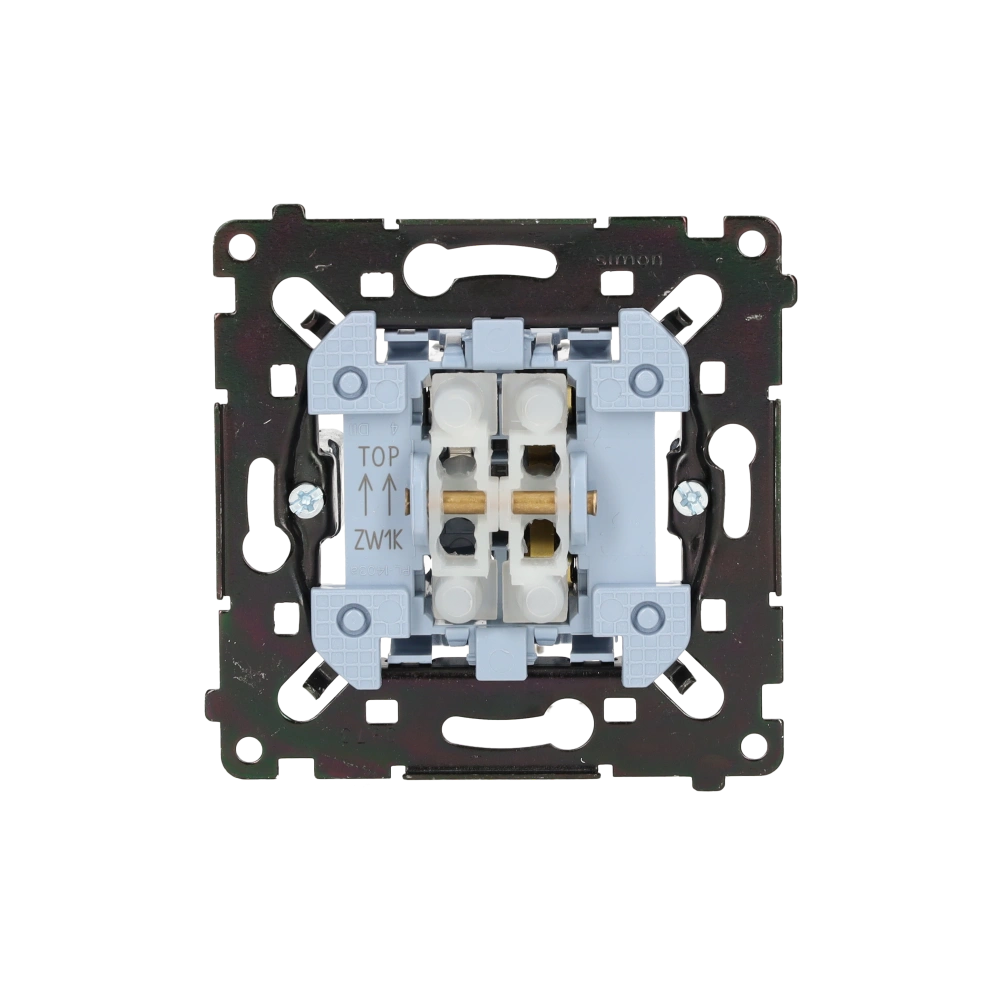 SIMON 55 łącznik roletowy trójpozycyjny 1-0-2 (mechanizm); 10A, 250V~, szybkozłącza, czarna rama montażowa