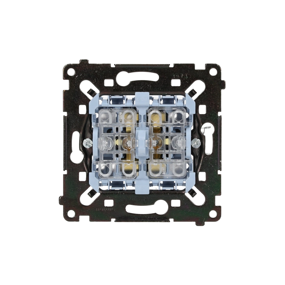SIMON 55 łącznik świecznikowy z podświetleniem LED – osobne podświetlenie dla każdego klawisza (mechanizm) 10 AX, 250V~, szybkozłącza, czarna rama montażowa