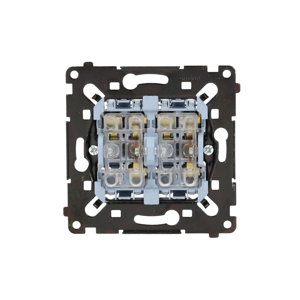 SIMON 55 łącznik schodowy podwójny (mechanizm) 10AX, 250V~, zaciski śrubowe, czarna rama montażowa