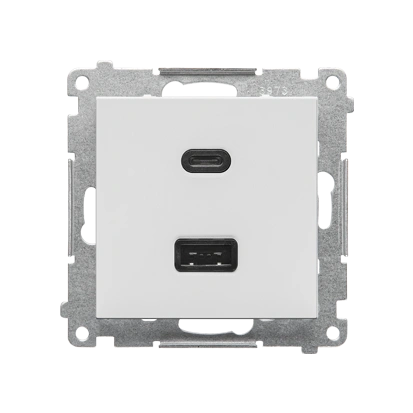 SIMON 55 Ładowarka USB C+A (moduł), 30W, 230V; WMDS-0042L2-114; jasnoszary mat