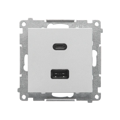 SIMON 55 Ładowarka USB C+A (moduł), 30W, 230V; WMDS-0042L2-143; aluminium mat