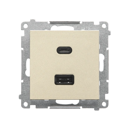 SIMON 55 Ładowarka USB C+A (moduł), 30W, 230V; WMDS-0042L2-144; szampański mat