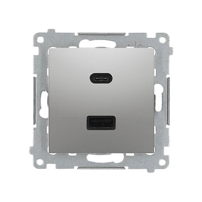 Simon 54 Ładowarka USB C+A (moduł), 30W, 230V; WMDZ-EC2CAQ-043; srebrny mat