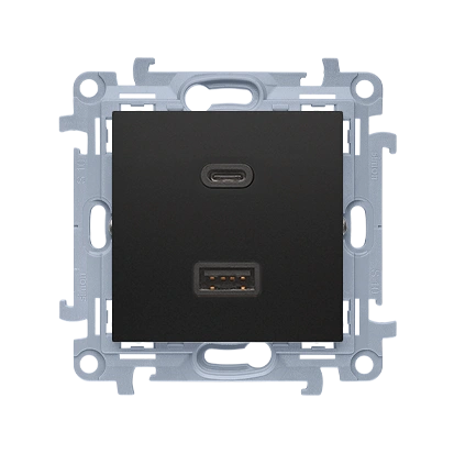 SIMON 10 Ładowarka USB C+A (moduł), 30W, 230V; WC-EC2CAQXX-01-49X; czarny