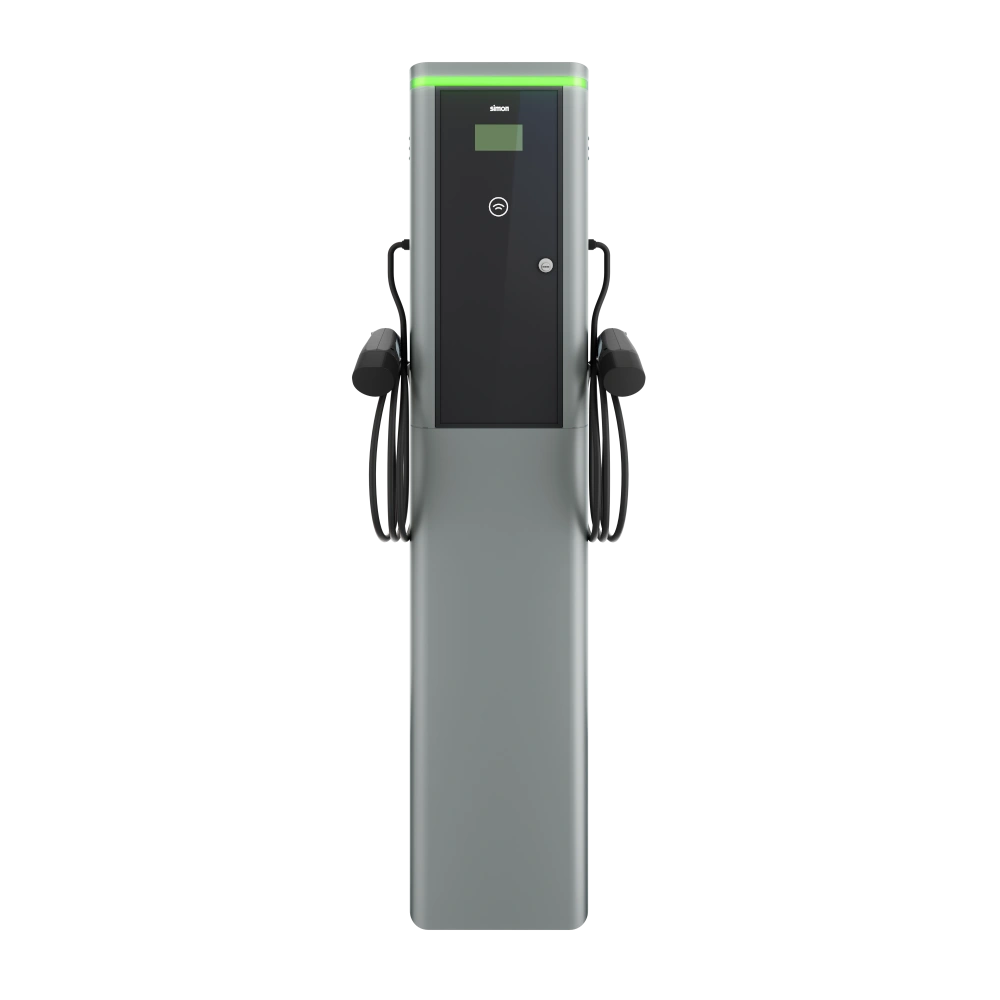 SIMON NEON Stacja ładowania pojazdów elektrycznych, cokół, 1 faza, 32A, 14800W, kabel T2 prosty, RFID, MID, modem 4G/LTE, wył. nadpr. 40A kl. C wył. różnic. 30mA kl. A [1]