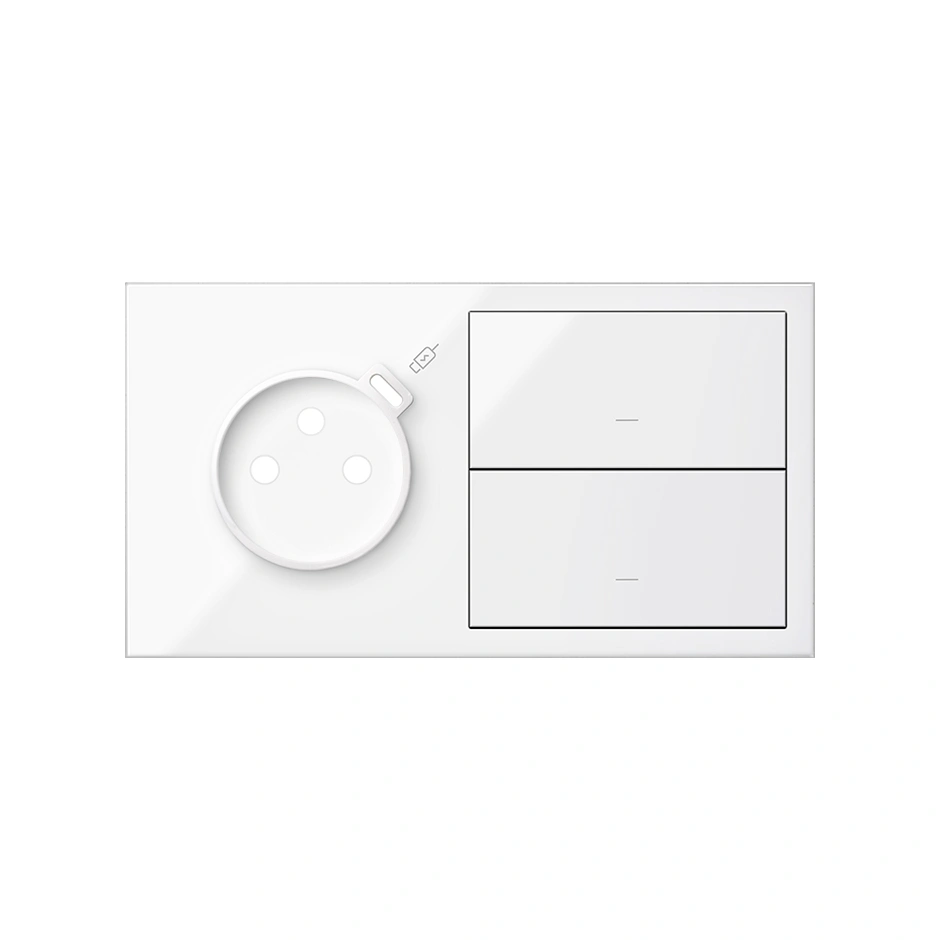 SIMON 100 Panel 2-krotny: 1 gniazdo z 1 zintegrowana ładowarka USB C + 2 klawisze, biały [1]