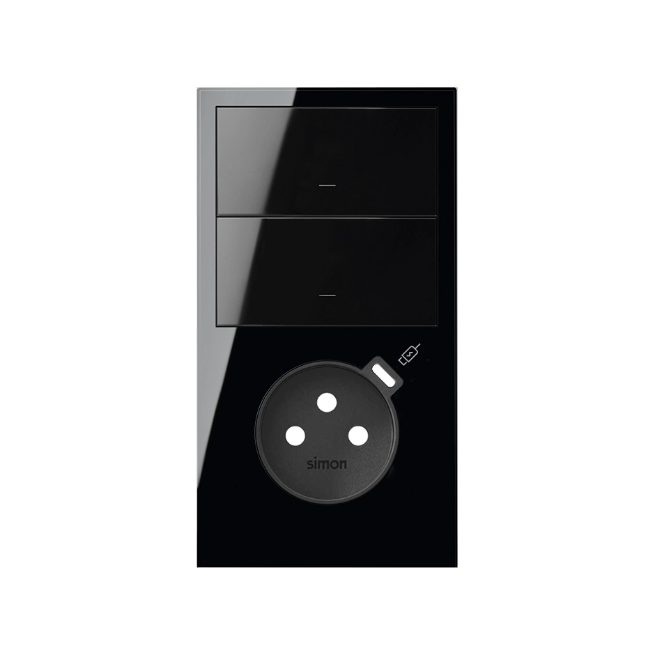 SIMON 100 Panel 2-krotny pion: 2 klawisze + gniazdo z zintegrowaną ładowarką USB C, czarny [1]