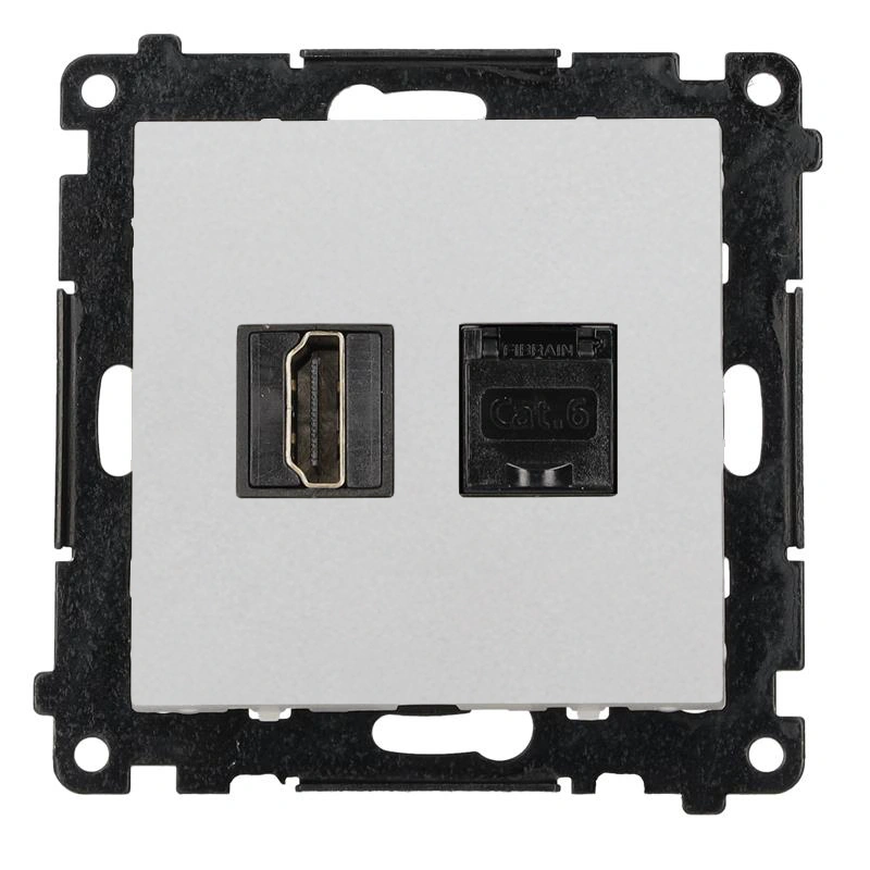 SIMON 55 gniazdo HDMI 2.1 + RJ45 kat.6, jasnoszary mat [10]