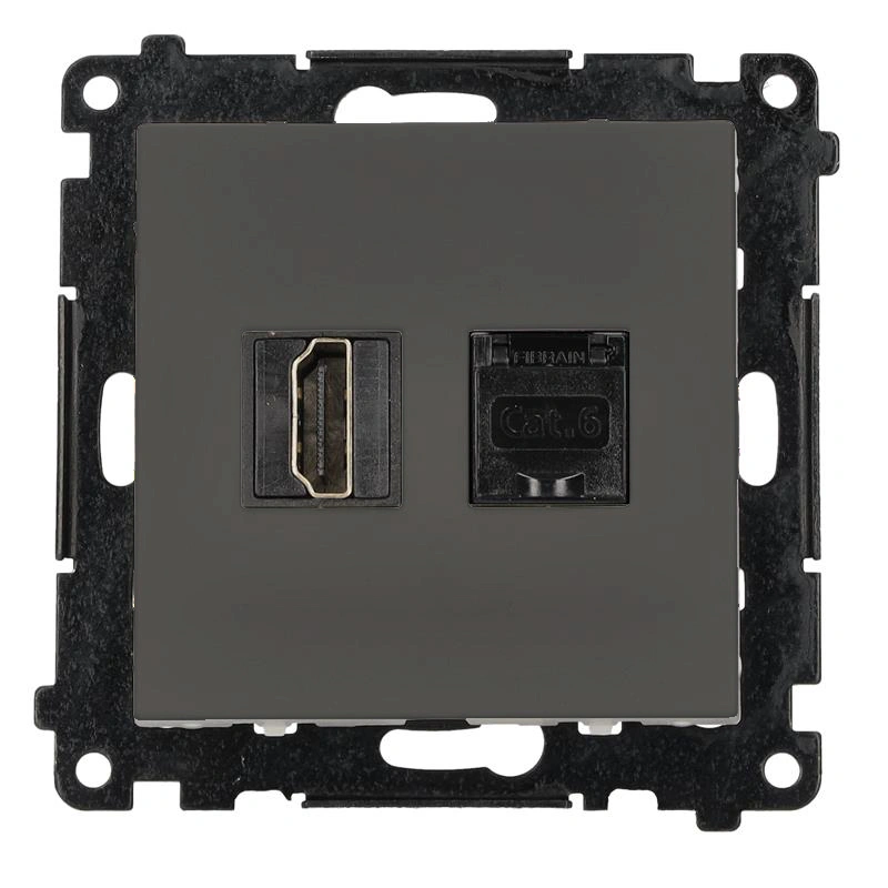 SIMON 55 gniazdo HDMI 2.1 + RJ45 kat.6, grafitowy mat [10]