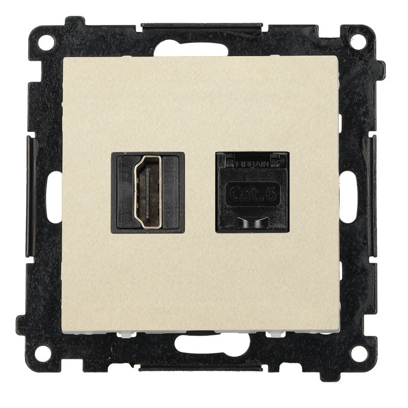 SIMON 55 gniazdo HDMI 2.1 + RJ45 kat.6, szampański mat [10]